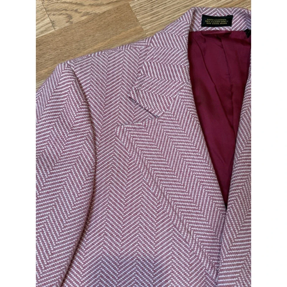 VTG 70s Richman Brothers Blazer Men's 36R Red White Pattern Sportsman Knits Mod